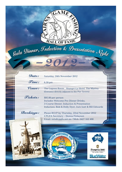 Cairns Game Fishing Hall of Fame Dinner Information